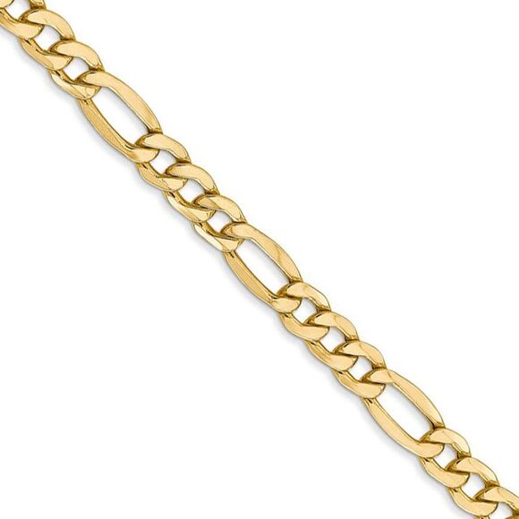 Men's 5.75mm 14k Yellow Gold Hollow Figaro Chain Necklace 16 Inch